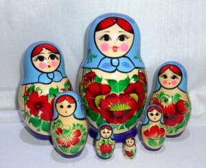 Kirov 7 set (dusty blue) Babushka Matryoshka nesting Doll Babooshki Babushkas Classic Village Traditional