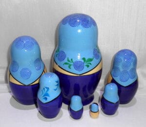 Kirov 7 set (dusty blue) Babushka Matryoshka nesting Doll Babooshki Babushkas Classic Village Traditional - Image 2
