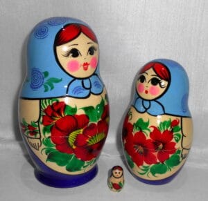 Kirov 7 set (dusty blue) Babushka Matryoshka nesting Doll Babooshki Babushkas Classic Village Traditional - Image 3