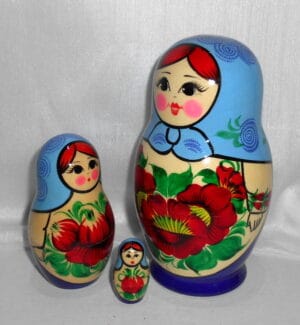 Kirov 7 set (dusty blue) Babushka Matryoshka nesting Doll Babooshki Babushkas Classic Village Traditional - Image 4