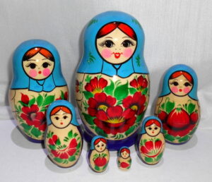 Kirov 7 set ( sky blue) Babushka Matryoshka nesting Doll Babooshki Babushkas Classic Village Traditional