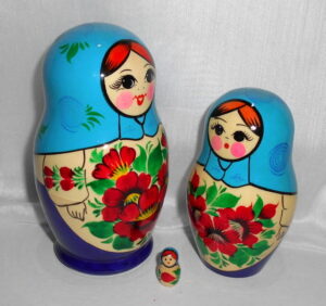 Kirov 7 set ( sky blue) nesting Doll Babooshki s Classic Village Traditional