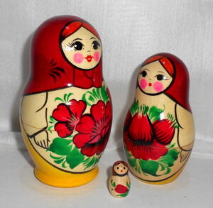 Kirov 6-set (red /yellow) nesting Doll Babooshki s Classic Village Traditional