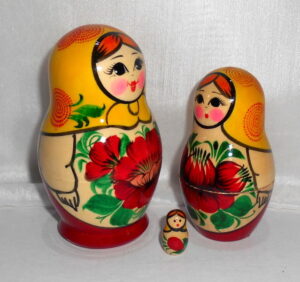 Kirov 6-set (Yellow/Red) nesting Doll Babooshki s Classic Village Traditional