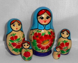 Kirov (SKY Blue/Purple ) 5-set Babushka Matryoshka nesting Doll Babooshki Babushkas Classic Village Traditional