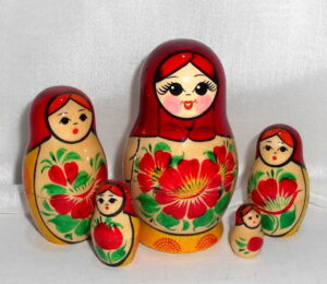 Kirov 5 set (Red/Yellow) Babushka Matryoshka nesting Doll Babooshki Babushkas Classic Village Traditional