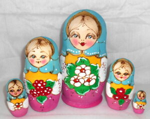 Olga in shiny purple dress Babushka Matryoshka nesting Doll Babooshki Babushkas