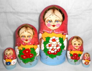 Assya blue dress Babushka Matryoshka nesting Doll Babooshki Babushkas