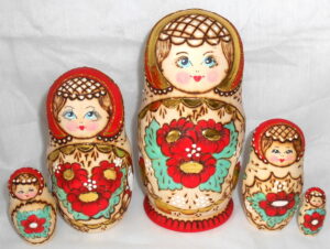 Natasha in red Babushka Matryoshka nesting Doll Babooshki Babushkas