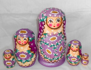 Annutka with Beads Purple Babushka Matryoshka nesting Doll Babooshki Babushkas