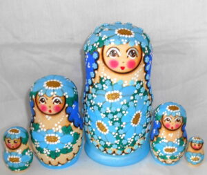 Annutka with Beads BLUE Babushka Matryoshka nesting Doll Babooshki Babushkas