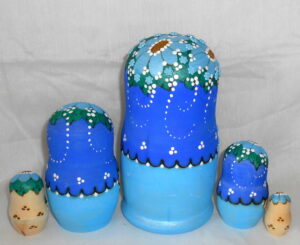 Annutka with Beads BLUE nesting Doll Babooshki s