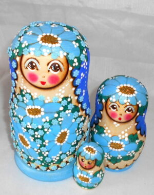 Annutka with Beads BLUE nesting Doll Babooshki s