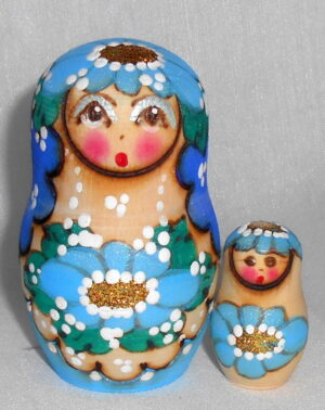 Annutka with Beads BLUE nesting Doll Babooshki s