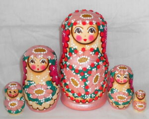 Annutka with Beads Hot Pink Babushka Matryoshka nesting Doll Babooshki Babushkas