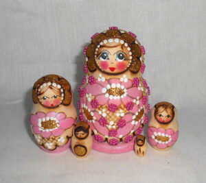 Lisa Beads girl Pink Babushka Matryoshka nesting Doll Babooshki Babushkas