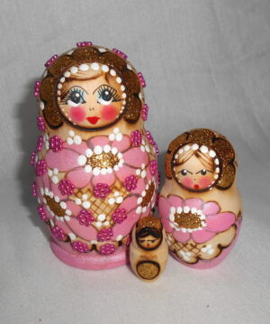 Lisa Beads girl Pink nesting Doll Babooshki s