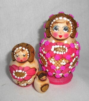 Lisa Beads girl Hot Pink Babushka Matryoshka nesting Doll Babooshki Babushkas - Image 3