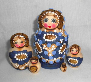 Lisa Beads girl Navy Babushka Matryoshka nesting Doll Babooshki Babushkas