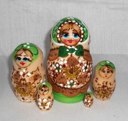 Annie in green Babushka Matryoshka nesting Doll Babooshki Babushkas