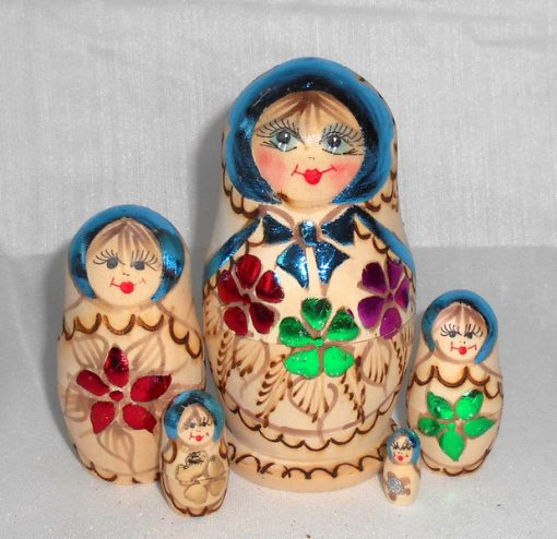 Lenka Blue Babushka Matryoshka nesting Doll Babooshki Babushkas