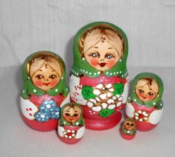 Jessie Green scarf Babushka Matryoshka nesting Doll Babooshki Babushkas