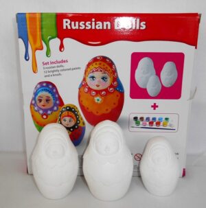 DIY Kit 3set babushkas in box raw plain unpainted Unfinished Montessori blank