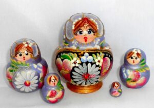 Lyuda in purple Babushka Matryoshka nesting Doll  Babooshki Babushkas