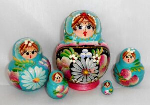 Lyuda in blue Babushka Matryoshka nesting Doll  Babooshki Babushkas
