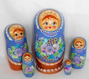 Galya in blue Babushka Matryoshka nesting Doll Babooshki Babushkas