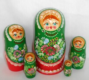 Galya in green Babushka Matryoshka nesting Doll Babooshki Babushkas