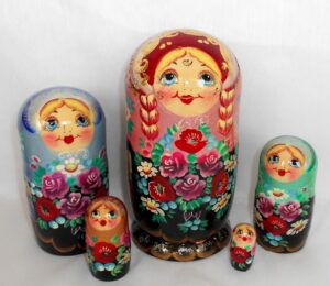 Nyura with two plaits Babushka Matryoshka nesting Doll Babooshki Babushkas