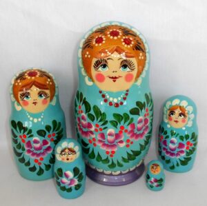 Dasha in blue Babushka Matryoshka nesting Doll Babooshki Babushkas