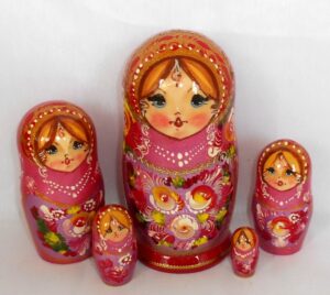 Sveta in pink scarf Babushka Matryoshka nesting Doll Babooshki Babushkas