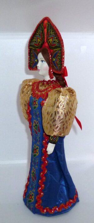 Girl in traditional russian blue & gold dress large - 3