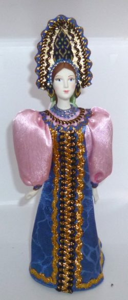 Girl in traditional russian purple/blue dress large