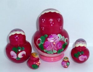 Dasha in maroon mini 5-set nesting Doll Babooshki s