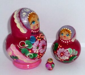 Dasha in maroon mini 5-set nesting Doll Babooshki s