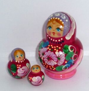 Dasha in maroon mini 5-set nesting Doll Babooshki s