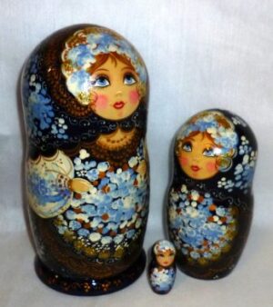 Axinya in dark blue dress nesting Doll Babooshki s