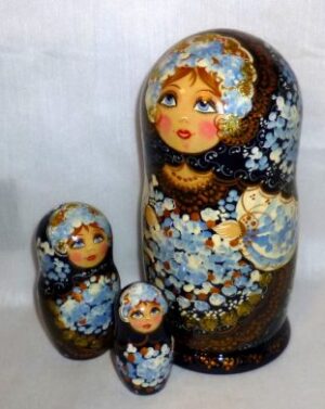 Axinya in dark blue dress nesting Doll Babooshki s