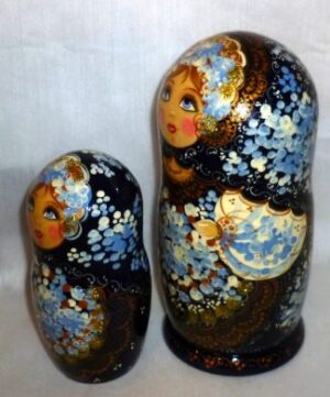 Axinya in dark blue dress nesting Doll Babooshki s