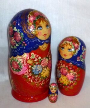 Axinya in blue scarf nesting Doll Babooshki s