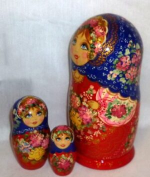 Axinya in blue scarf nesting Doll Babooshki s