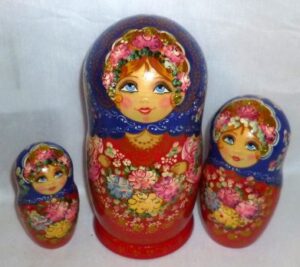 Axinya in blue scarf nesting Doll Babooshki s