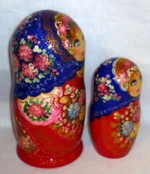 Axinya in blue scarf nesting Doll Babooshki s