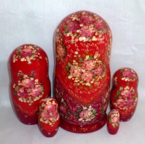 Axinya in red scarf nesting Doll Babooshki s