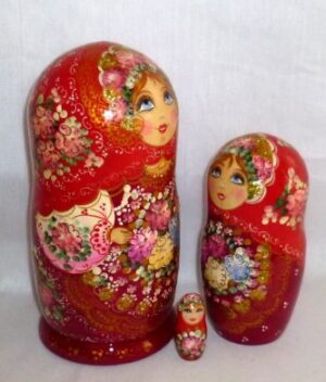 Axinya in red scarf nesting Doll Babooshki s