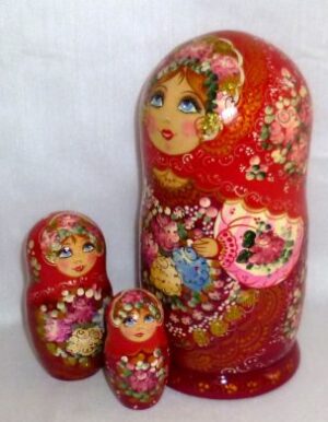 Axinya in red scarf nesting Doll Babooshki s