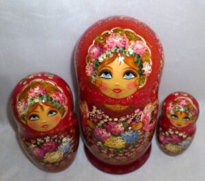 Axinya in red scarf nesting Doll Babooshki s
